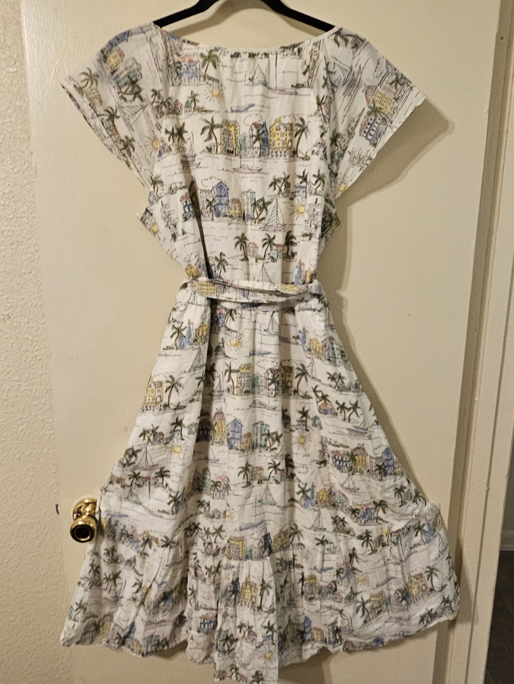 TALBOTS Women's White Coastal Print Midi Dress - Picture 5 of 6
